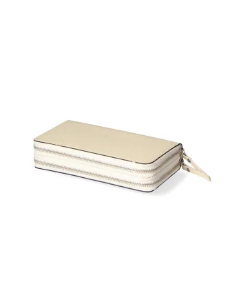 Portofel de piele cu fermoar 25593, Bej