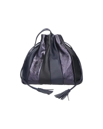 Geanta de piele texturata 25689, Albastru inchis