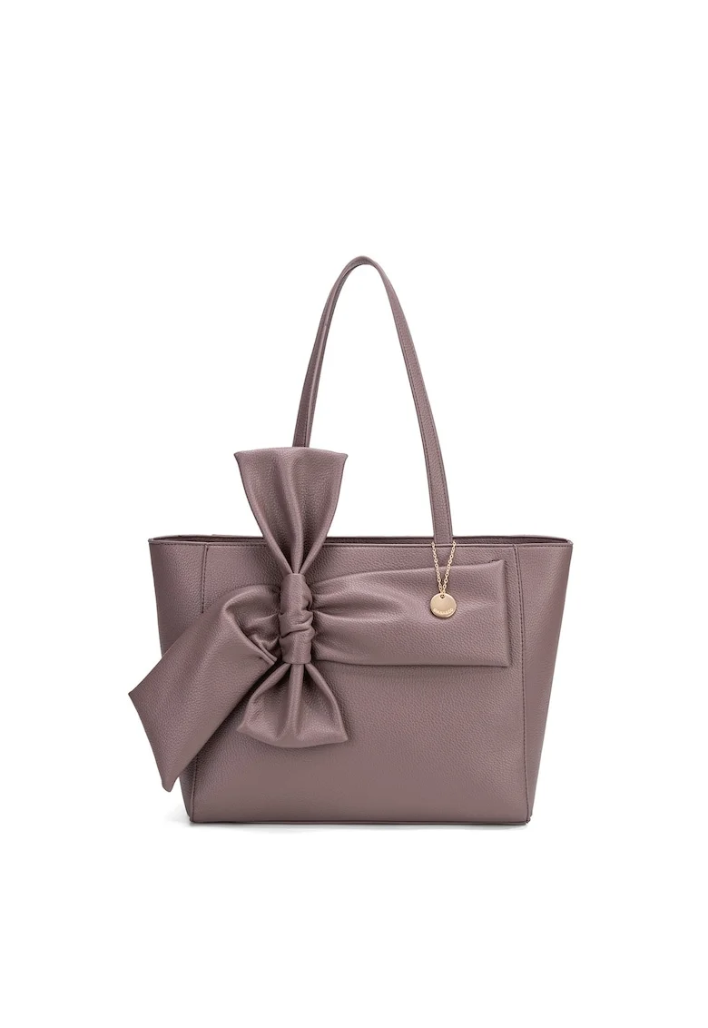 Geanta shopper cu fermoar Velvetine Elite, Maro taupe