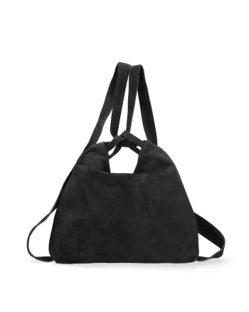 Geanta hobo din piele intoarsa Silvana, Negru