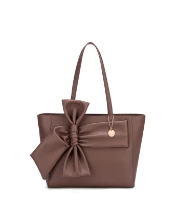Geanta shopper cu fermoar Velvetine Elite, Maro inchis