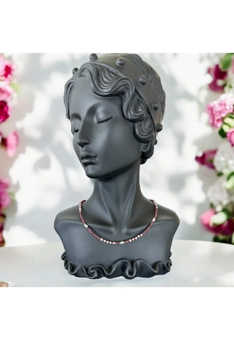 Colier choker Ella din cristale de Granat si Perle de Cultura cu argint 925