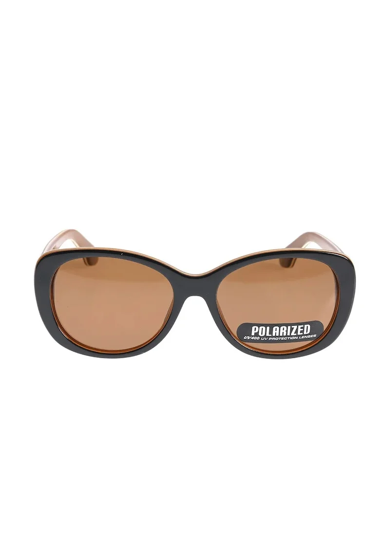 Ochelari de soare oversized cu lentile polarizate UV400, Negru/Maro