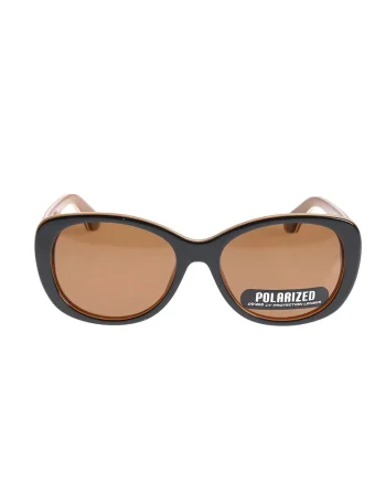 Ochelari de soare oversized cu lentile polarizate UV400, Negru/Maro