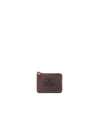 Portofel de piele cu fermoar, Maro taupe