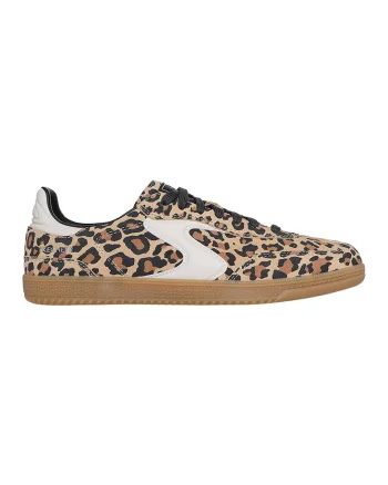 Pantofi sport din piele cu model animal print Hotshot, Negru/Maro nisip/Alb murdar