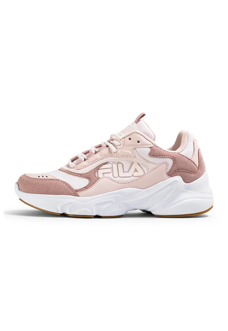 Pantofi sport din piele ecologica si material textil cu detaliu logo Collene, Lila/Alb murdar