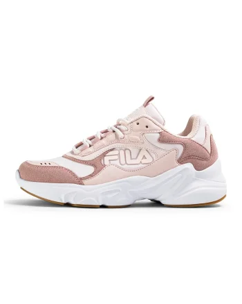 Pantofi sport din piele ecologica si material textil cu detaliu logo Collene, Lila/Alb murdar