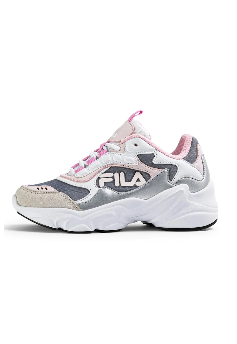 Pantofi sport cu piele intoarsa sintetica Collene, Alb/Gri/Roz