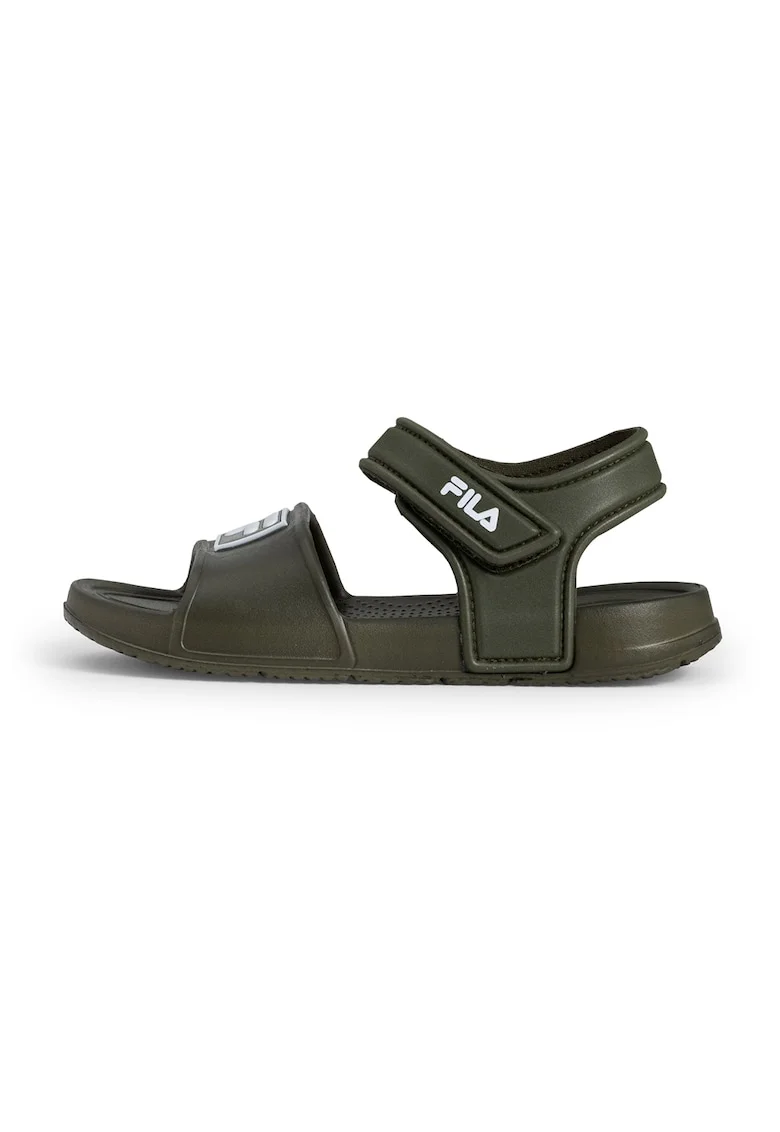 Sandale cu inchidere velcro si logo Fiori, Verde masliniu