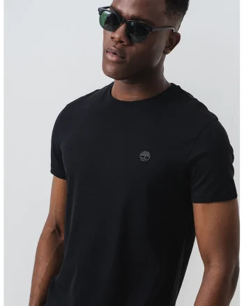 Tricou cu decolteu la baza gatului si logo discret, Negru