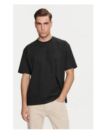 Tricou uni din amestec de bumbac organic, Negru