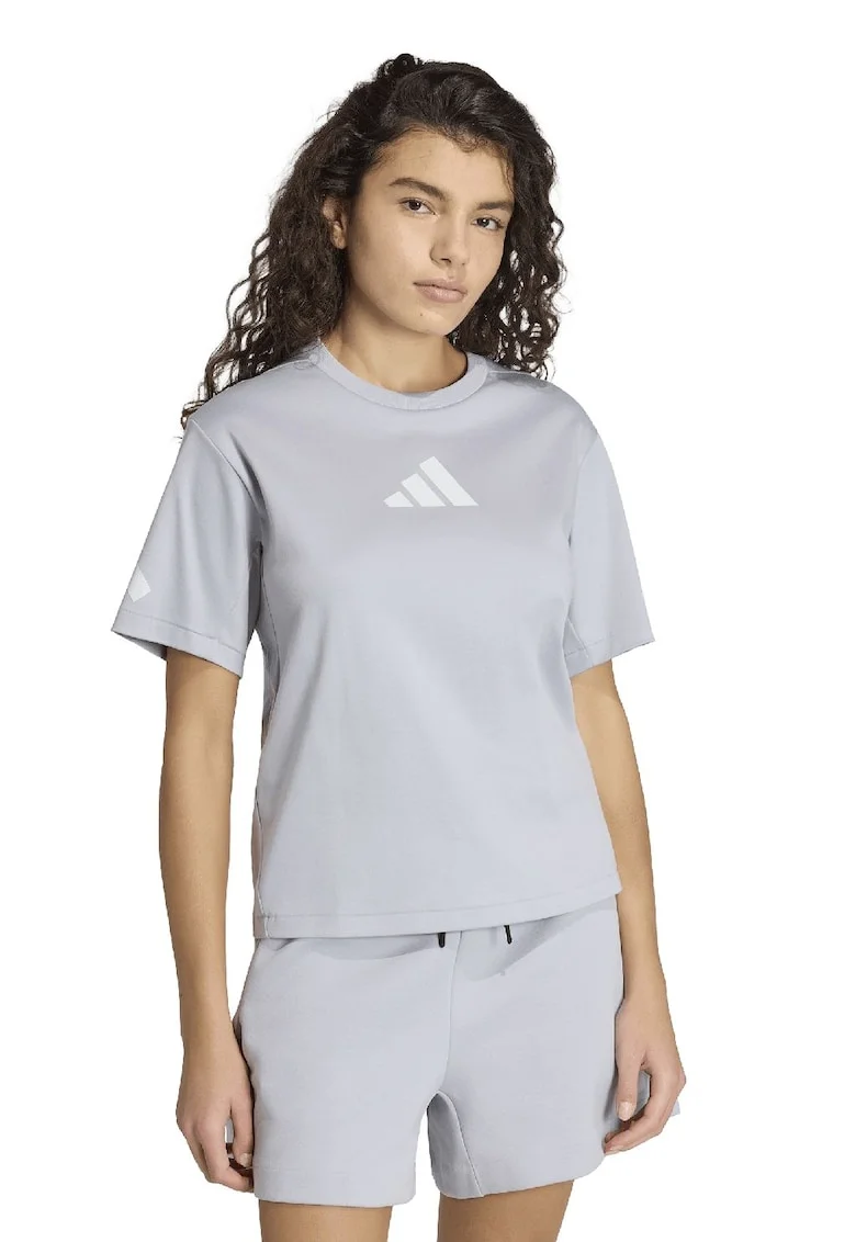 Tricou de bumbac cu imprimeu logo Z.N.E., Alb/Gri deschis