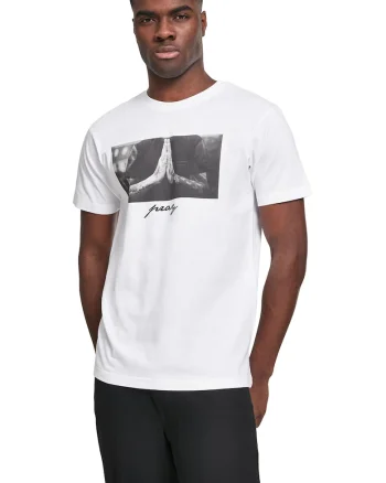 Tricou din bumbac cu imprimeu foto frontal, Alb