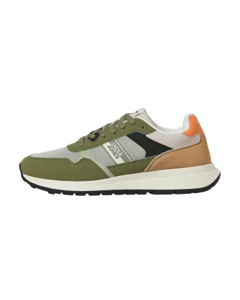 Pantofi sport cu insertii din plasa, Verde masliniu