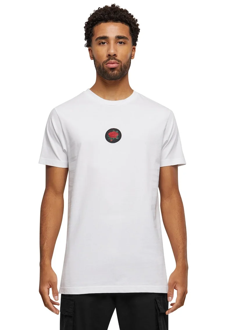 Tricou de bumbac cu decolteu la baza gatului, Alb optic