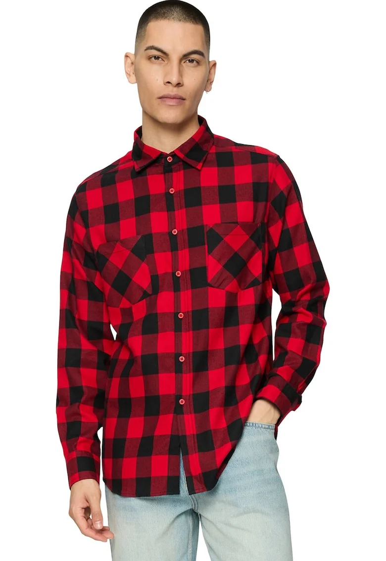 Camasa regular-fit din flanel cu model in carouri, Rosu/Negru