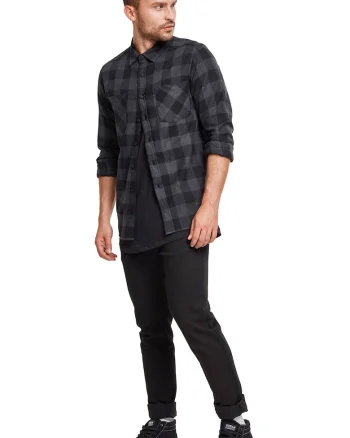 Camasa regular-fit din flanel cu model in carouri, Negru/Gri inchis