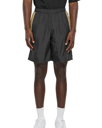 Pantaloni scurti cu talie medie si buzunae laterale, Negru/Maro taupe