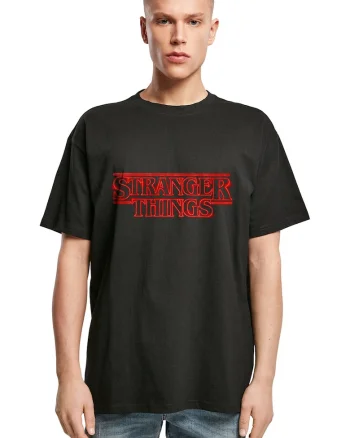 Tricou cu imprimeu Stranger Things, Rosu/Negru