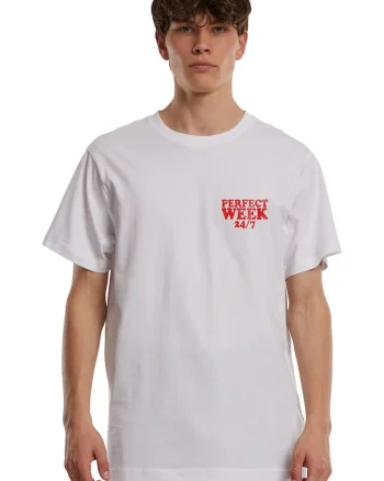 Merchcode, Tricou cu imprimeu grafic si text pe partea din spate, Rosu/Alb