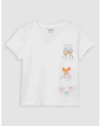 Tricou de bumbac cu imprimeu grafic, Alb/Portocaliu/Albastru deschis