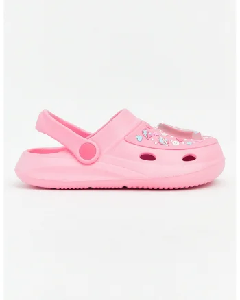 Saboti slingback, Alb/Roz