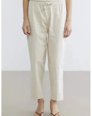 Pantaloni conici de bumbac, Alb fildes