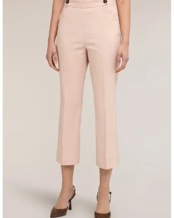 Pantaloni capri kick-flare cu pense, Roz pal