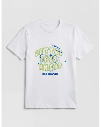 Tricou cu imprimeu si decolteu rotund, Alb/Galben/Verde deschis