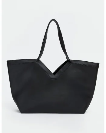 Geanta shopper de piele ecologica, Negru