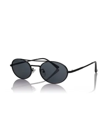 Ochelari de soare aviator cu lentile ovale si model unisex, Negru