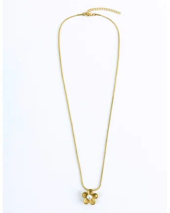 Colier placat cu aur de 18K, cu pandantiv in forma de floare, Auriu