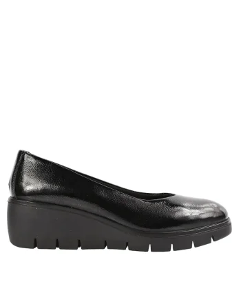Pantofi casual, dama,  855440 negru, piele lacuita, platforma, Negru