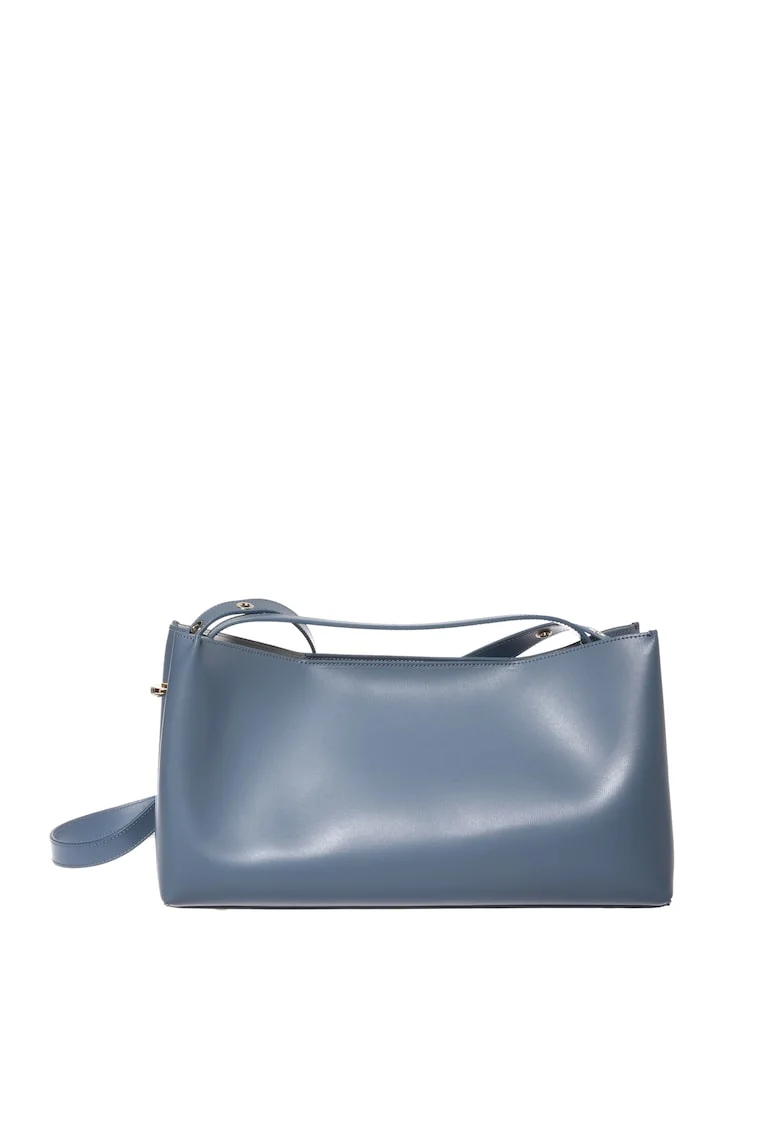 Geanta din piele cu bareta de umar ajustabilawfwqdfwqwq, Albastru prafuit, 19x34x14