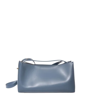 Geanta din piele cu bareta de umar ajustabilawfwqdfwqwq, Albastru prafuit, 19x34x14