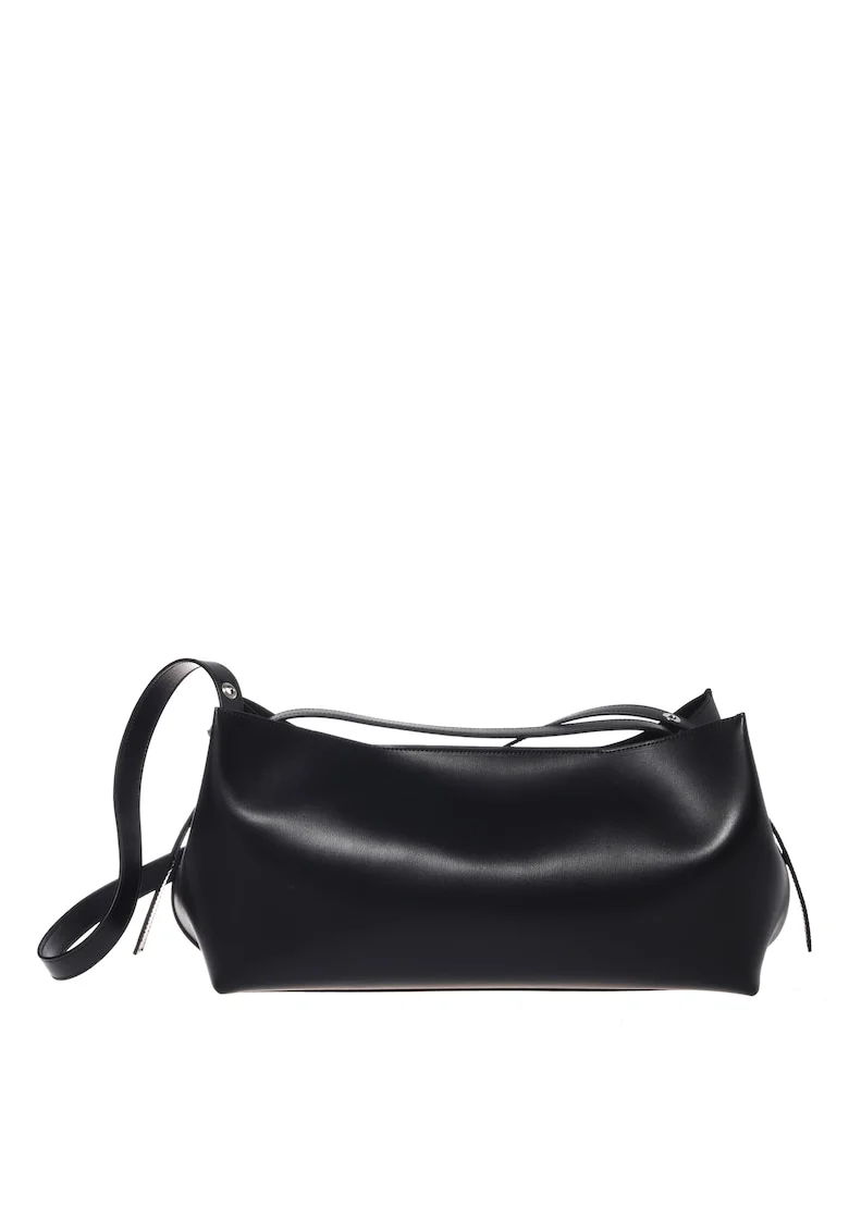 Geanta din piele cu bareta de umar ajustabilawfwqdfwqwq, Negru, 19x34x14