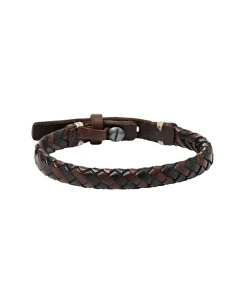 Bratara de piele impletita, Maro/Negru