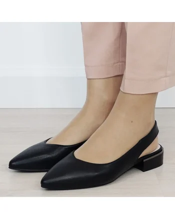 Pantofi negri decupati din piele naturala B-BY6943-1 03 12284, Negru