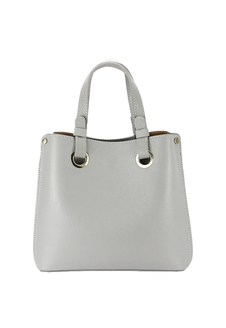 Geanta gri deschis medie din piele naturala 8916 129 Gri deschis, 23x25x12
