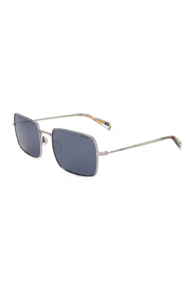 Ochelari de soare dreptunghiulari cu lentile model grafic si model unisex, Argintiu