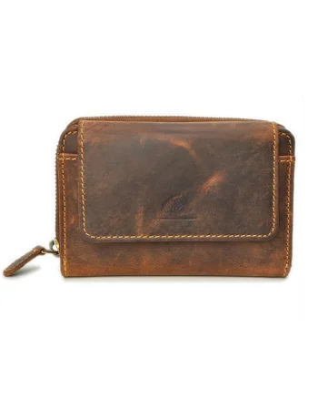 Portofel dama piele naturala maro antichizat 13.5 x 9.5 x 4.0 cm, Vintage,  Maro antichizat