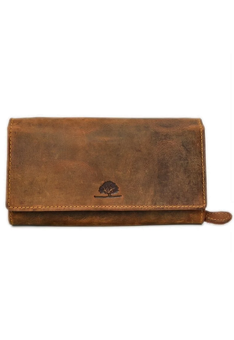 Portofel dama piele naturala maro antichizat 18.5 x 10.0 x 4.0 cm, Vintage,  Maro antichizat