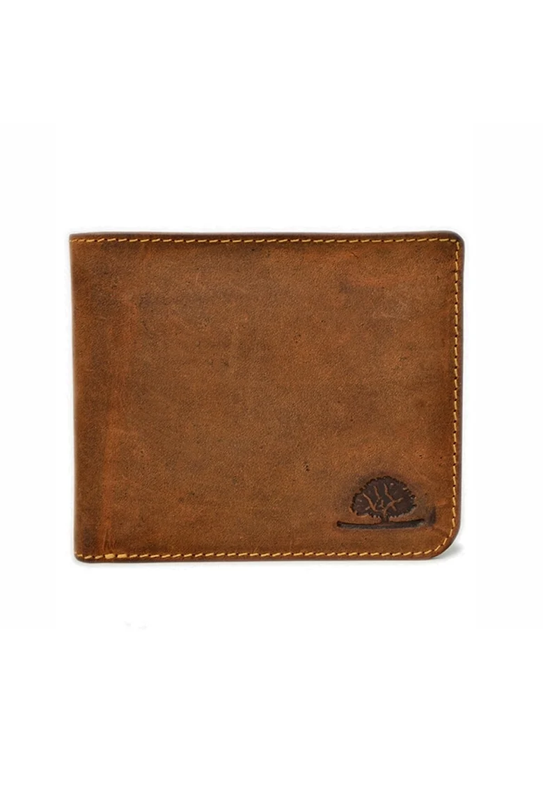 Portofel barbati piele naturala maro antichizat 11.5 x 9.5 x 2.0 cm, Vintage,  Maro antichizat