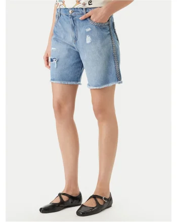 Pantaloni scurti denim dama,  bumbac, fermoar, 45898, Albastru