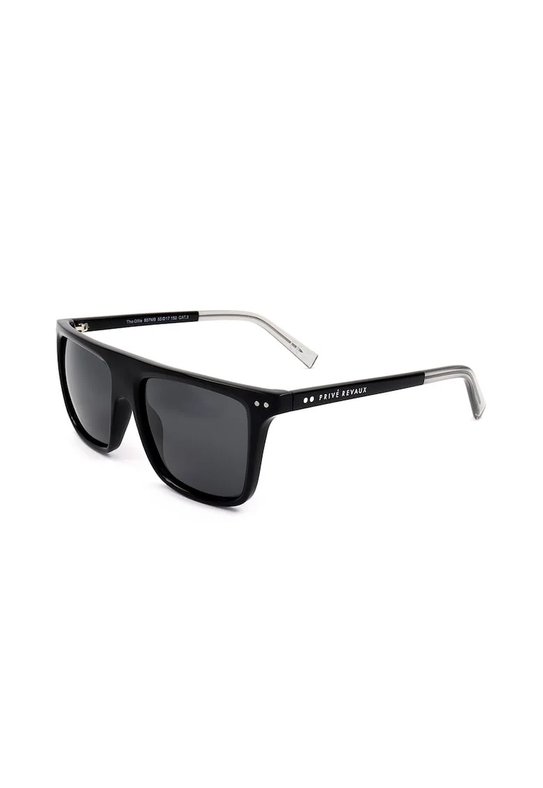 Ochelari de soare unisex dreptunghiulari polarizati, Negru
