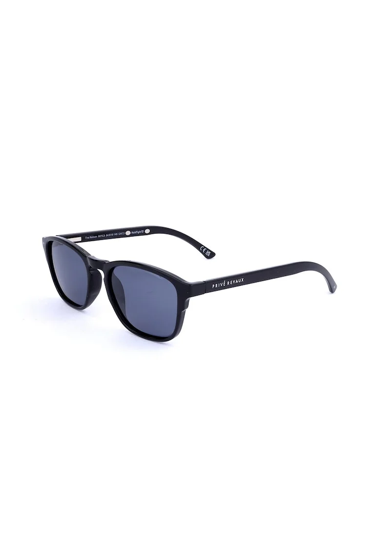 Ochelari de soare unisex dreptunghiulari Nelson, Negru