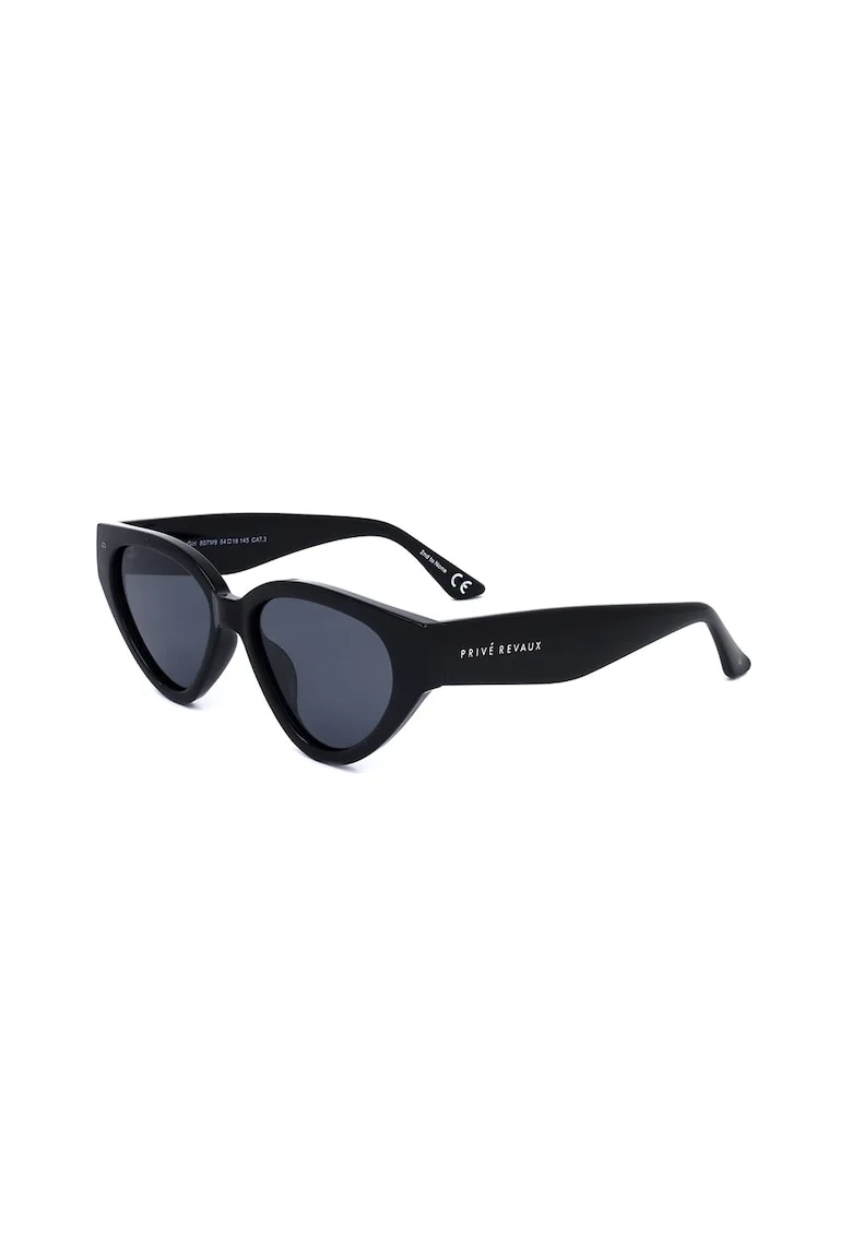 Ochelari de soare cat-eye cu rama cu model tortoise, Negru