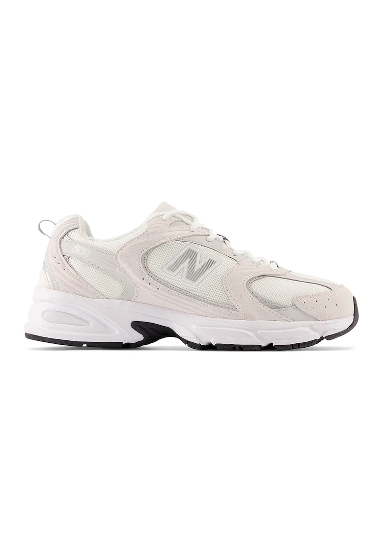 530 Pantofi sport unisex cu insertii din piele ecologica, Alb murdar