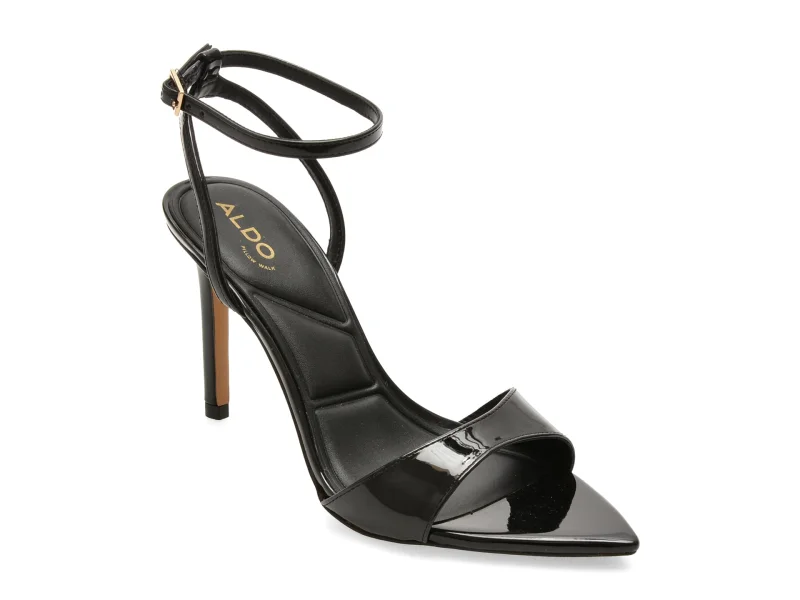 Sandale elegante ALDO negre, 14298756, din piele ecologica lacuita